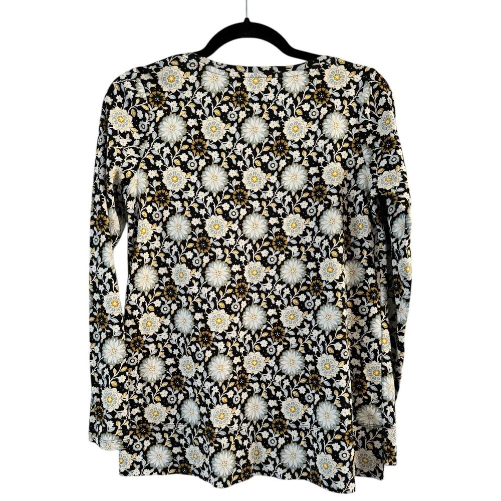 J. Jill Pima Cotton V Neck Long Sleeve Floral Print T-shirt Womens Size Small - Picture 2 of 6